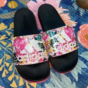 Adidas floral slides